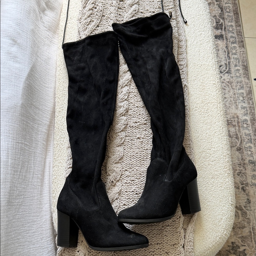 Black Suede Over-the-Knee Boots